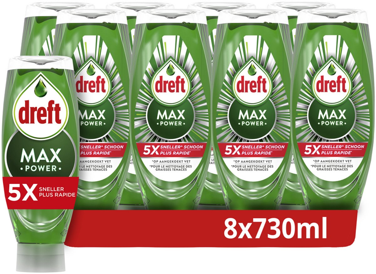 Dreft maxpower flydende opvaskemiddel - 8 x 730 ml