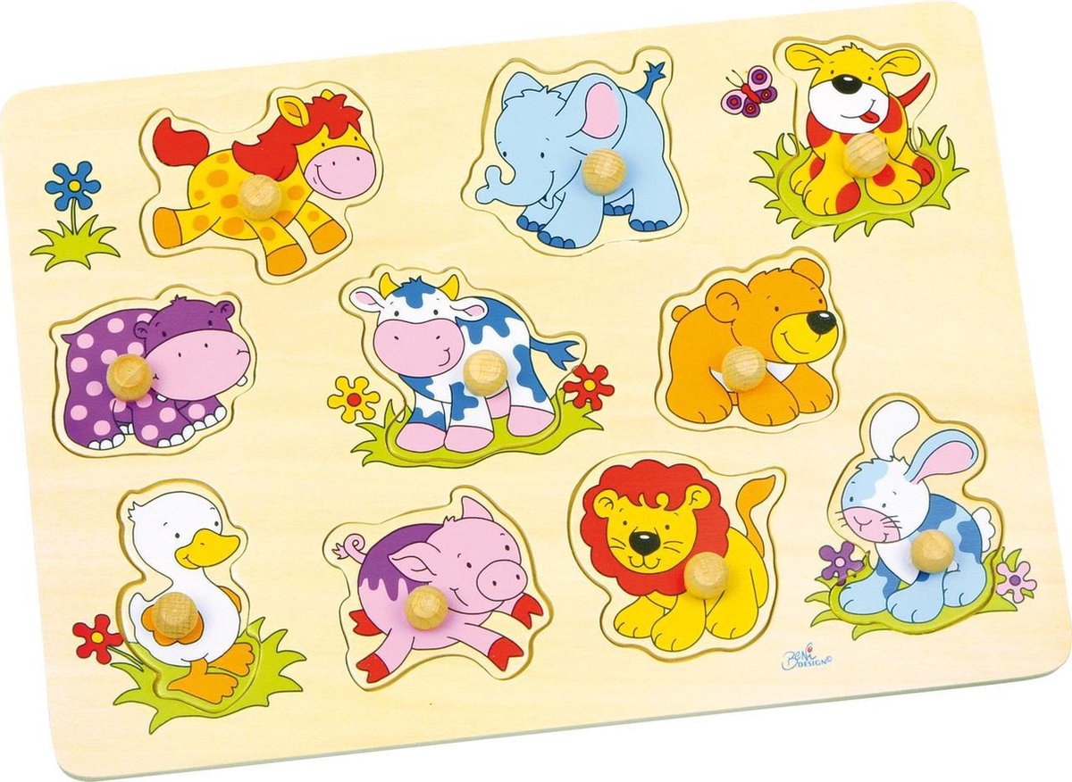 Goki Wood Nick Puzzle Animals Baby