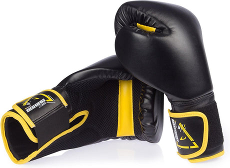 Avento bokshandschoenen pu - 12 oz - zwart geel