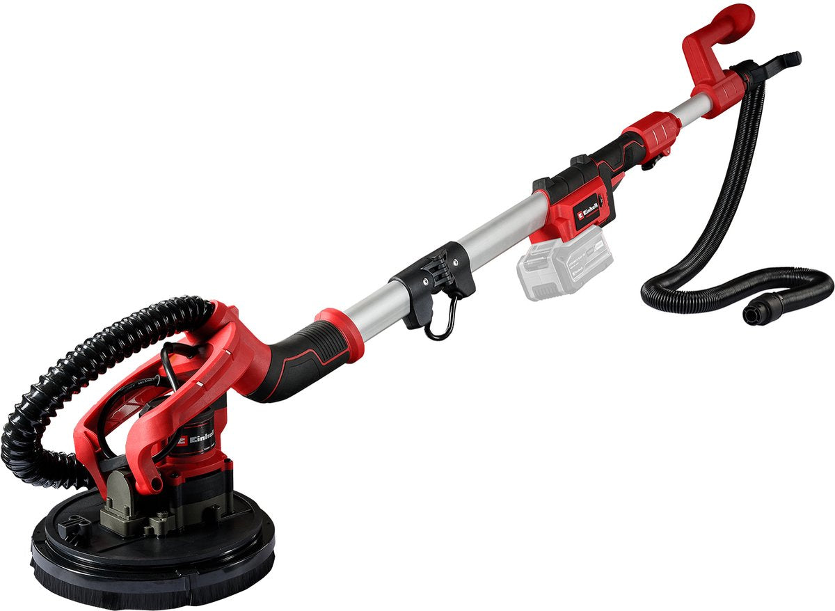 Einhell batteri væg-loftsliber tp-dw 18 225 li solo - power x-change - 18 v li-ion - ø225 mm - inkl. 6x slibeskive, 1x slibenet, teleskophåndtag, støvpose med bærestrop og opbevaringstaske - ekskl. batteri og oplader