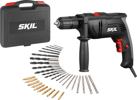 Skil slagboremaskine 850w - boremaskine til træ, stålmurværk - borekapacitet op til 40 mm - slagboremaskine - med dybdestop sidehåndtag - inklusiv kasse skruebitsæt - 1021 ad