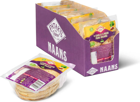 Patak's naan brød mini - hvidløgsurter - 6 x 188 gram