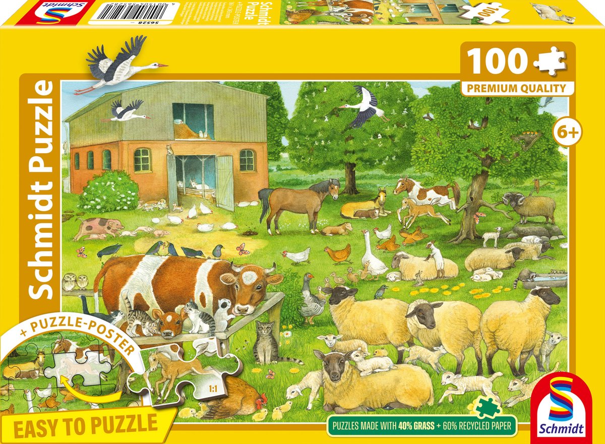 Schmidt - puslespil - husdyr babyer - 100 brikker - børn - fra 6 år