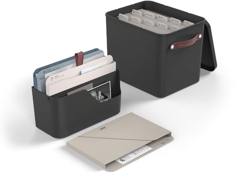 Rotho my paper organizer sæt, dokument organizer og arkiv 2 i 1. sort med blå indsats. velegnet til A4-format