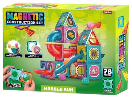 Toi-toys magnetische knikkerbaan bouwset kleurrijk speelgoed 78-delig.