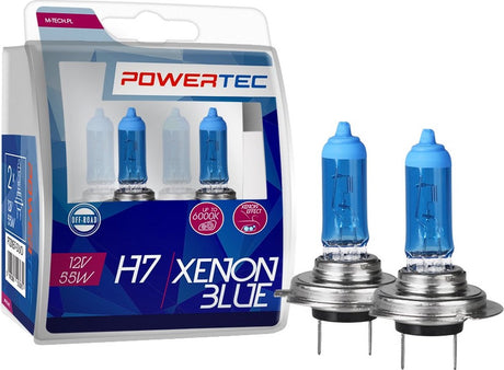 Powertec h7 12v halogenlamper – xenonblå – sæt med 2 stk