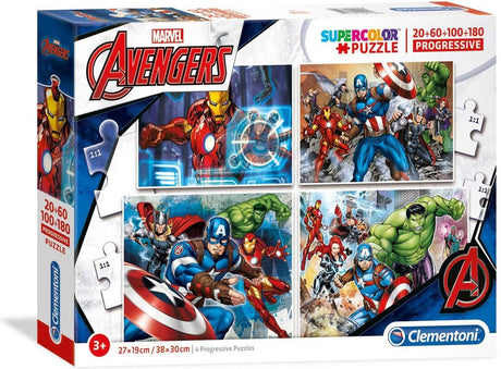 Clementoni puslespil 4-i-1 avengers - 20 60 100 180 brikker