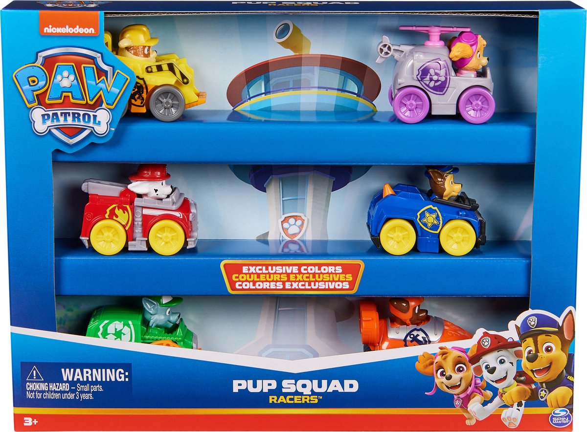 Paw patrol pup squad - gavesæt med 6 racere - legetøjsbiler