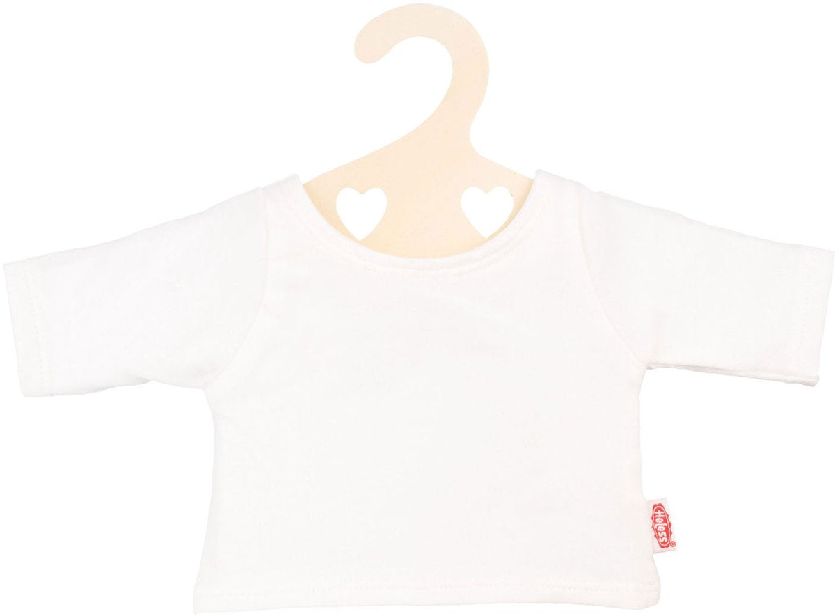 Heless Dolls T-shirt hvid på tøjbøjle, størrelse 28-35 cm