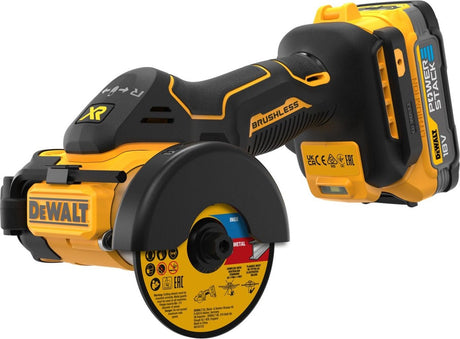 Dewalt dcs438e2t | ledningsfri slibemaskine | 18v | 76 mm | 2 x 1,7 ah batteri + oplader - dcs438e2t-qw