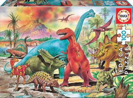 Educa - puslespil - 100 brikker - dinosaurer - dinosaurer - børnepuslespil - puslespil