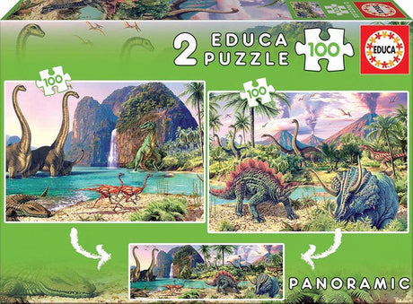 Educa - puslespil - 2 x 100 brikker - dinosaurer