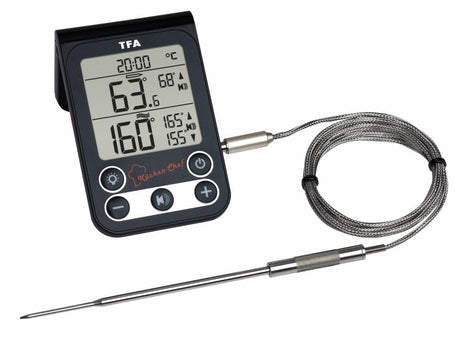 Tfa dostmann 14.1510.02 grilltermometer kernetemperaturovervågning, kabelsensorstegning, grillning, langsom tilberedning