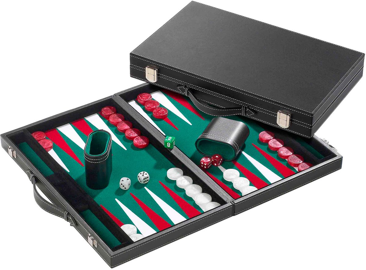 Philos backgammon kuffert stor grøn