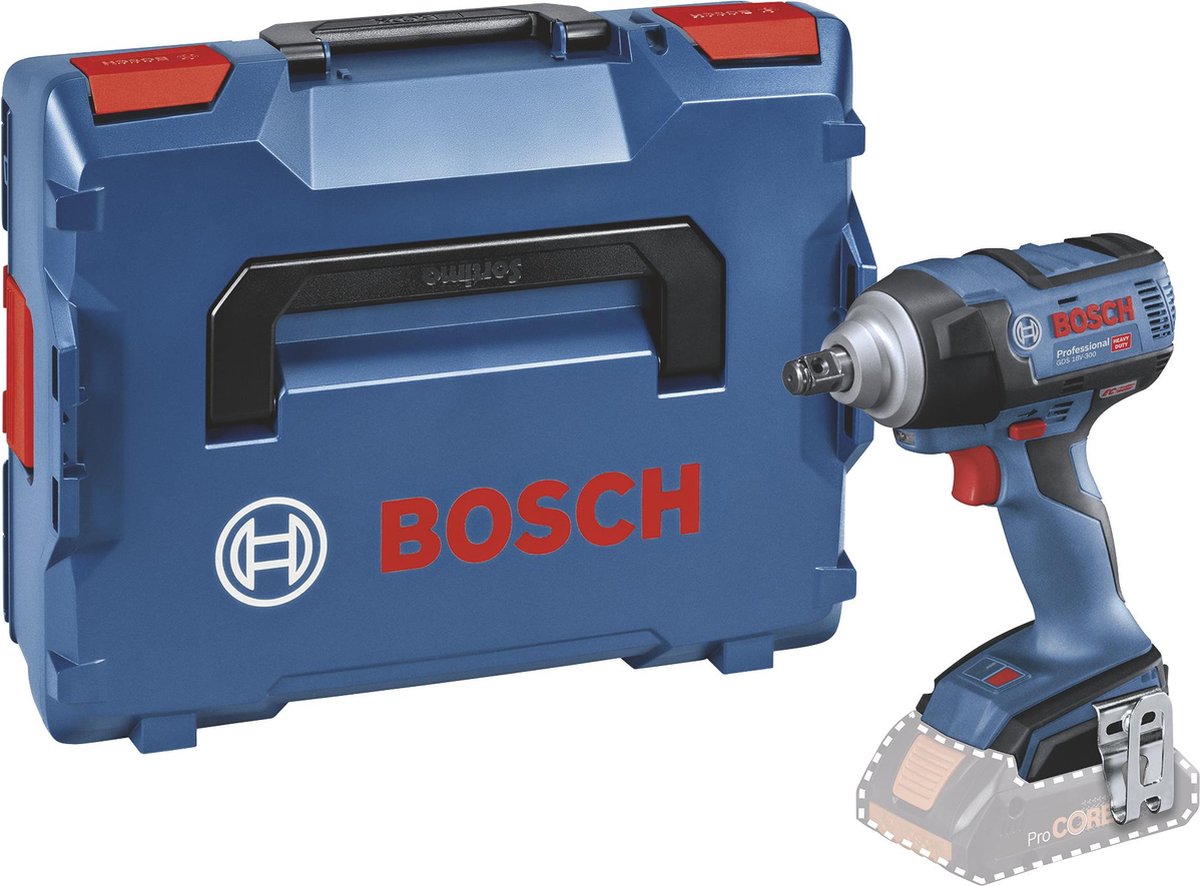 Bosch akku slagnøgle GDS 18V-300 (C G batteri og oplader medfølger ikke, stift, ring, klemme)