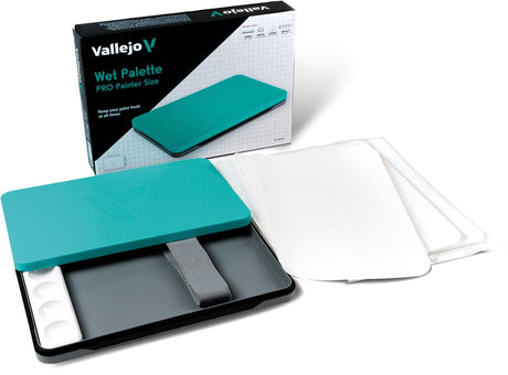 Vallejo hobbymaling - b90001 vådpalette pro-maler med 2 hydreringssvampe og 30 holdepapirer - malersæt i a5 størrelse