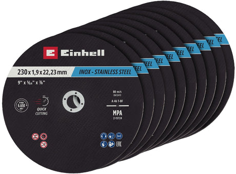 Einhell 711524 skæreskivesæt 230 mm 10 stk. metal, rustfrit stål, stål, tin
