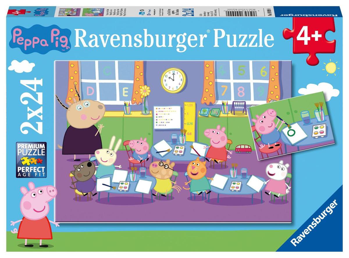Ravensburger puslespil peppa gris - to puslespil - 24 brikker - børnepuslespil