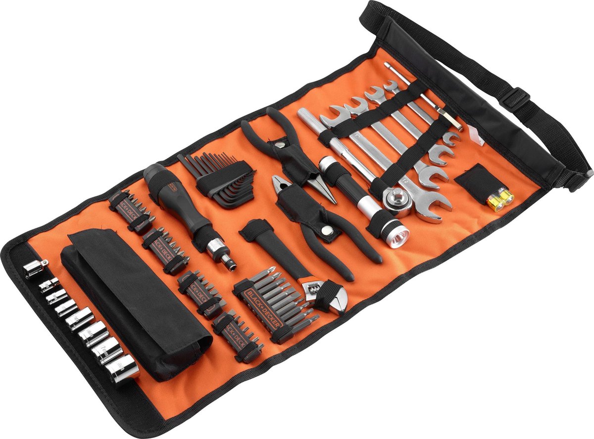 Black+Decker 71-delt roll-up uden batteri og oplader bilværktøjssæt - A7144-XJ