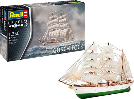 Revell modelbyggesæt skibe - 05432 gorch fock skib plastik - 1:350 - modelfremstilling