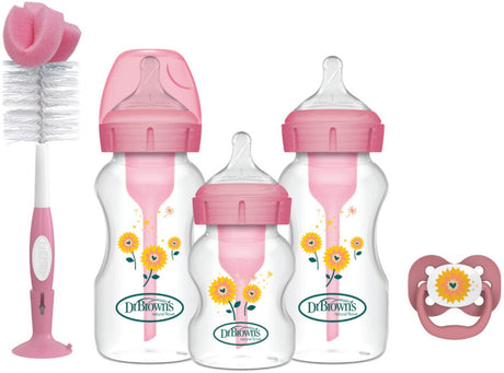 Dr. browns muligheder+ anti-kolik startsæt - bred hals flaske - pink