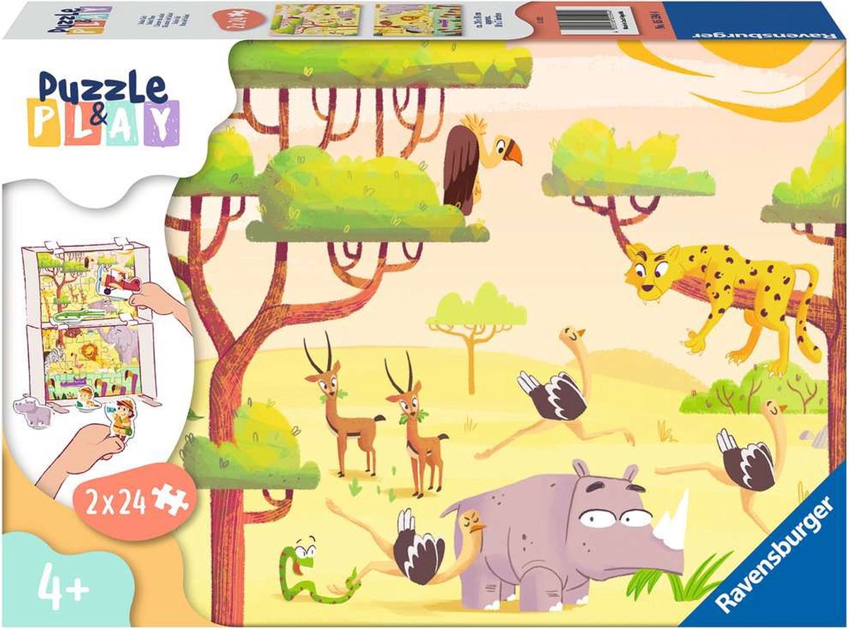 Ravensburger puslespil puslespil spil safari - puslespil - 2x24 brikker