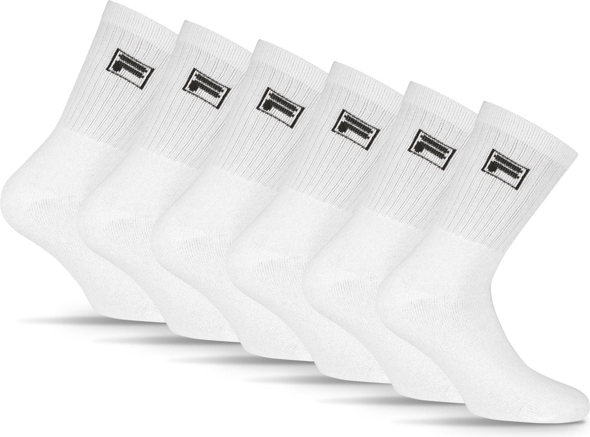 Fila tennis sportsstrømper lille logo - størrelse 35 38 - 6 pack - hvid