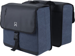 Willex - dobbelt canvas bisonyl taske - 30 liter - universal vedhæftning - sort blå