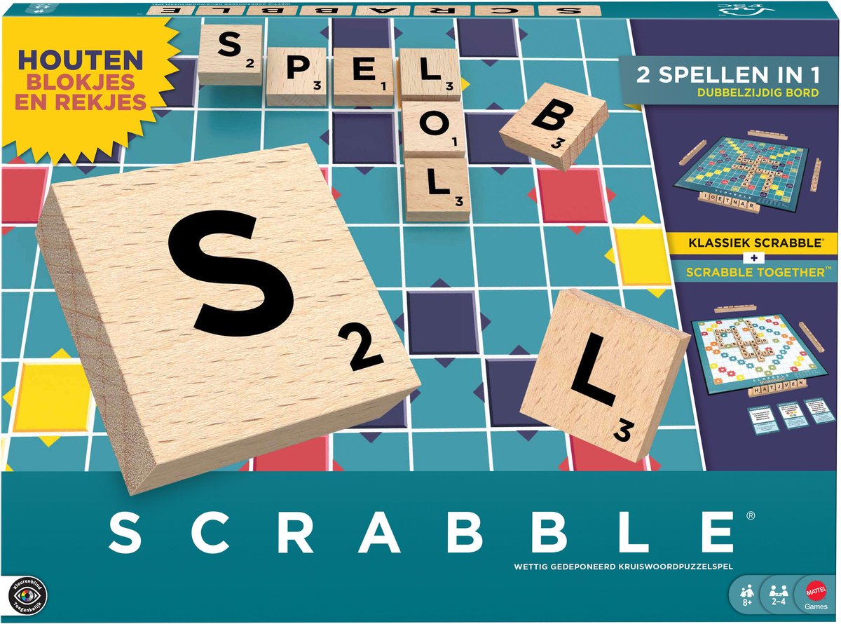 Mattel spil Scrabble - med træklodser - hollandsk udgave