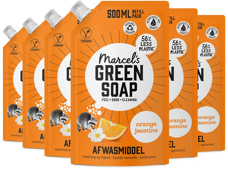 Marcel's green soap afwasmiddel navulling - sinaasappel jasmijn - 6 x 500 ml