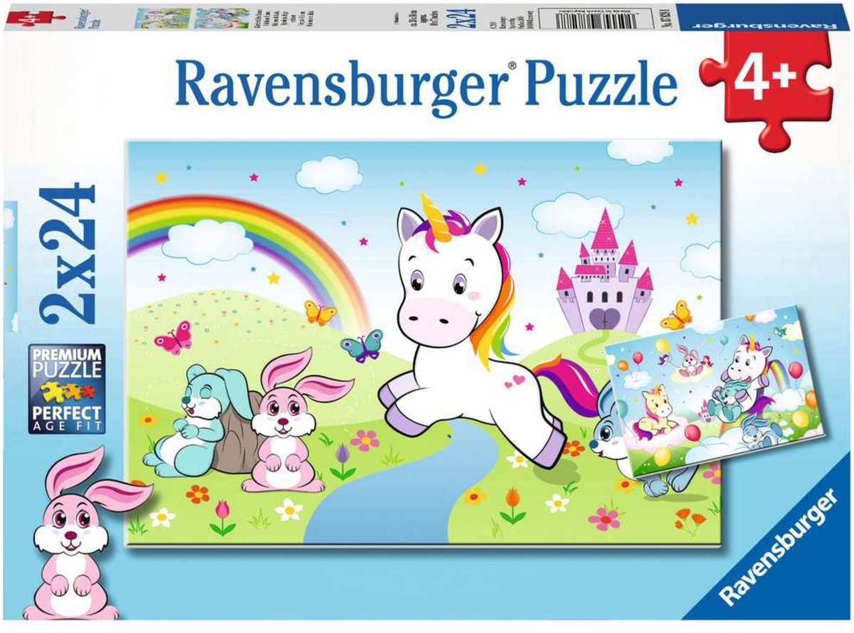 Ravensburger puslespil eventyr enhjørning - 2x24 brikker - børnepuslespil