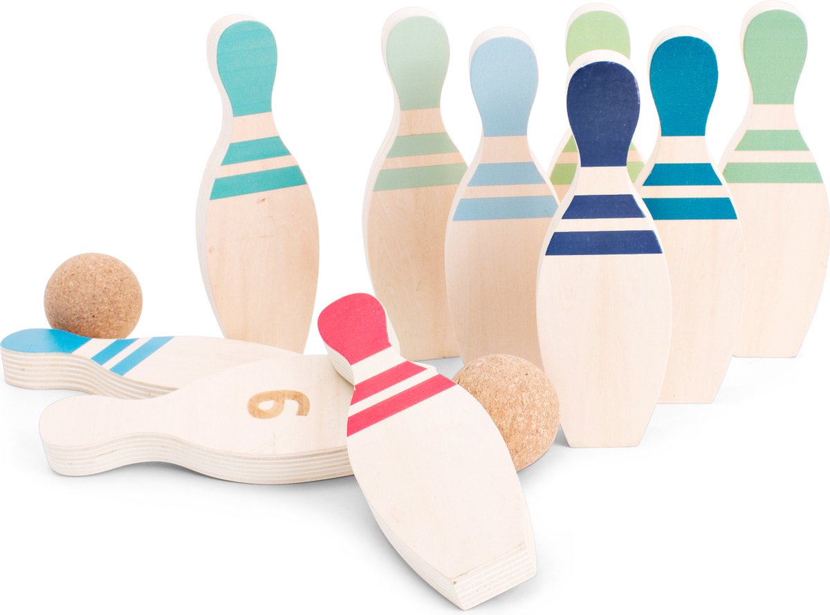 Bs toys bowling kegler spil - actionspil - børns legetøj 3 år - 2 til 4 spillere - 10 kegler - gave til børn