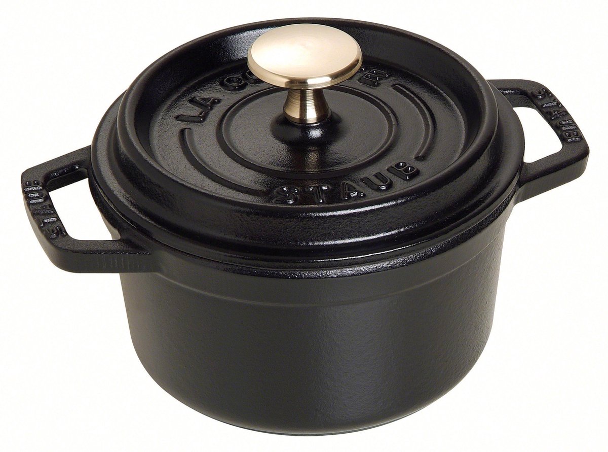 Staub cocotte stegepande - sort - ø 14 cm 800 ml