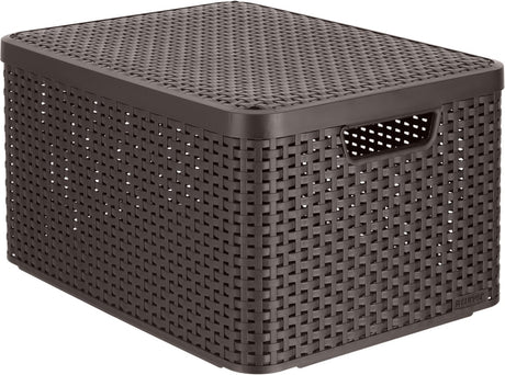 Curver rattan stil opbevaringskurv l - med låg - 36,4 liter - brun