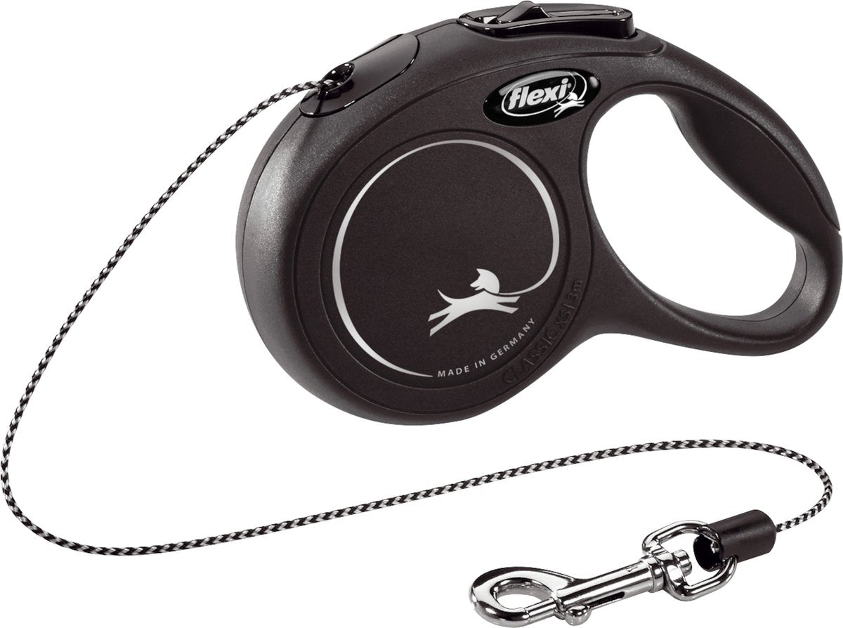 Flexi new classic cord - optrækkelig snor katte - ny klassisk kattesnor xs sort