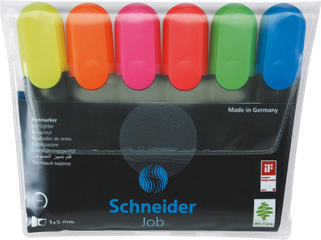 Schneider brevpapir schneider highlighter - tekstmarkør - job - 6 stykker assorterede farver - mejselspids - s-115096