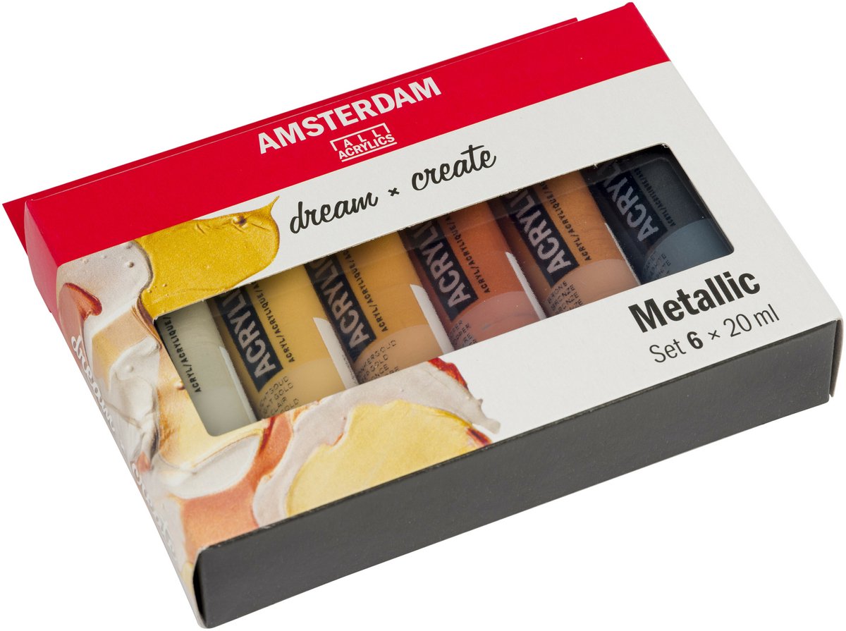 Amsterdam standard serie akrylmaling metallic sæt | 6 × 20 ml