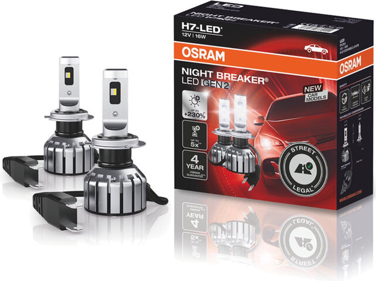 Osram H7 LED Forlygte 12V Sæt Night Breaker LED Gen2 ECE Godkendt