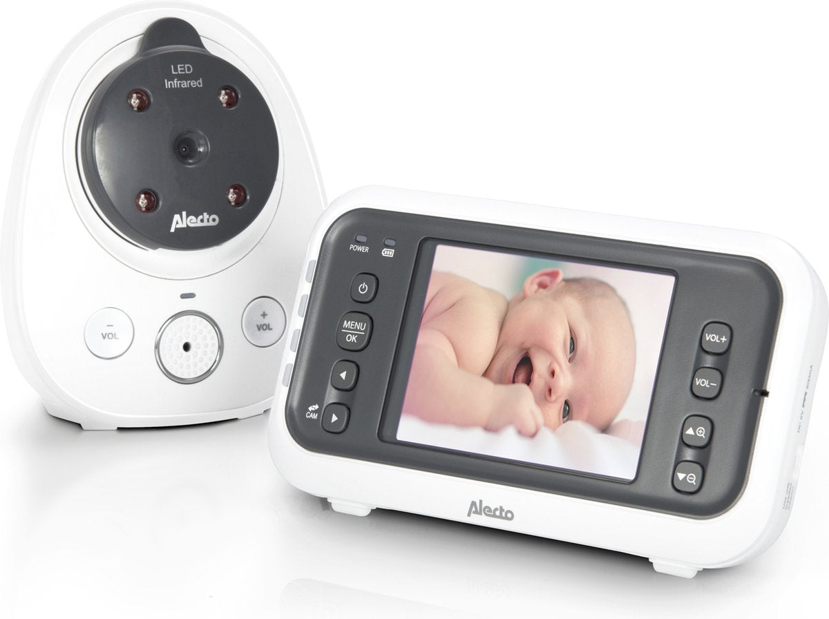Alecto dvm-77 - babyalarm med kamera - temperaturdisplay - hvid
