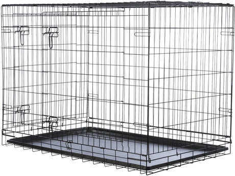Trixie hundegård - foldbar, sort - 109x71x79 cm, med sikkerhedslåse, plastikskydeskuffe