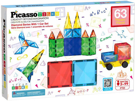 Picasso fliser taktik - byggelegetøj - magnetiske fliser - magnetiske fliser - diamant serie sæt: 63 stk.