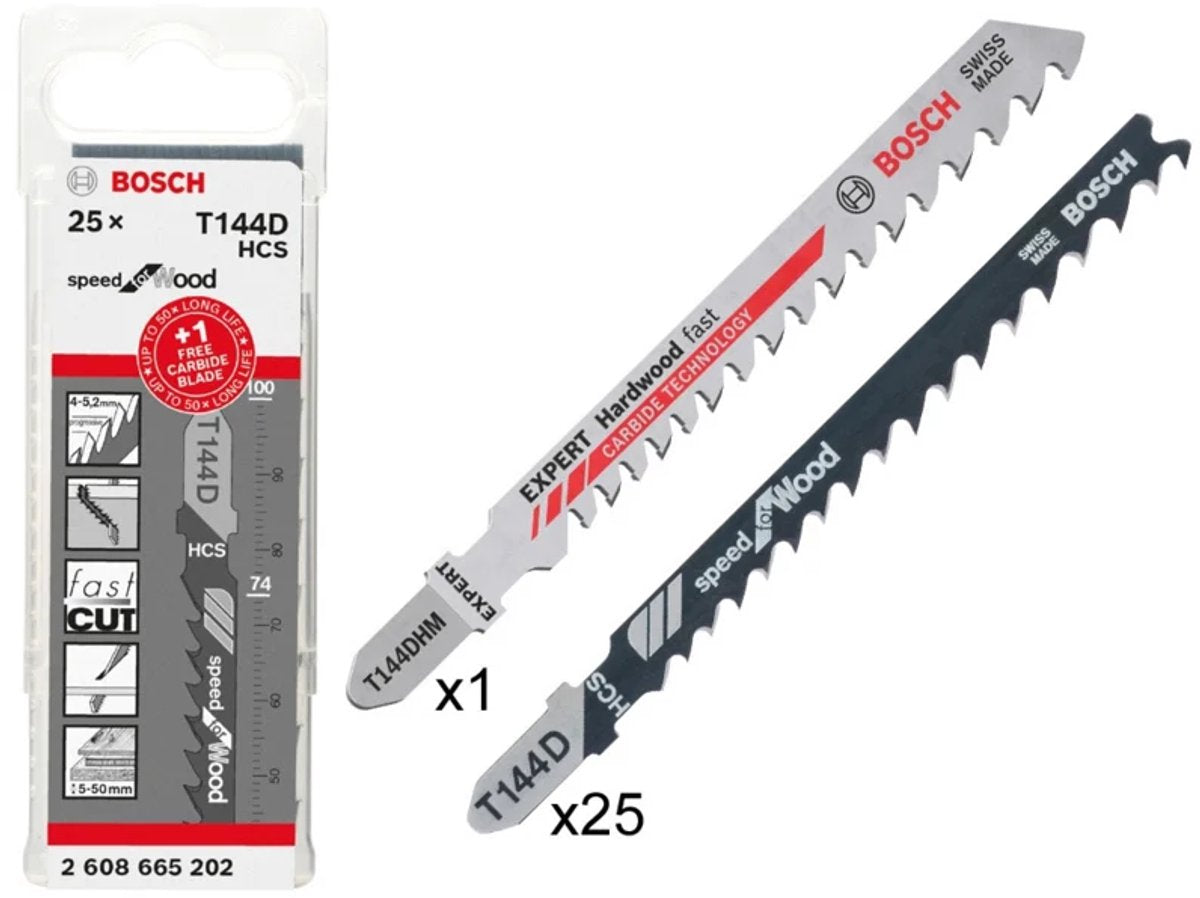 Bosch stiksavklinger | 25 x t144d + 1 x t144dhm