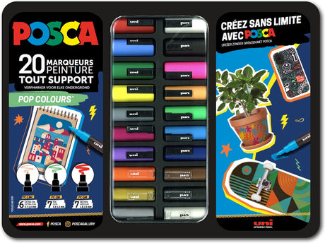 Posca uni uni malermarkør kuffert pop farver 20 stk