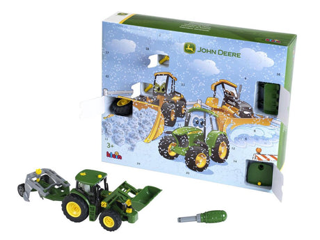 Klein legetøj john deere adventskalender - 24 døre - byggesæt 6215 r traktor - grøn gul