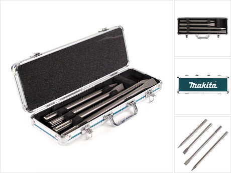 Makita tilbehør 4-delt SDS Max mejselsæt: spids, fladt i aluminiumskasse D-42466 - D-42466
