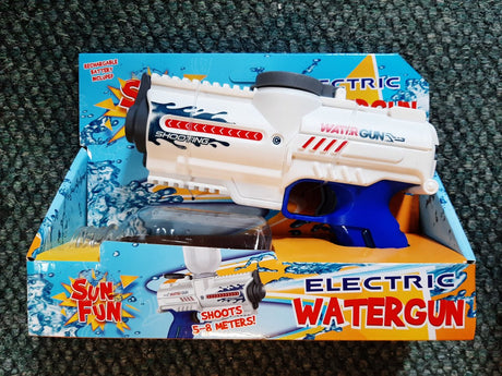 Sun sjov elektrisk vandpistol med flaske 18cm hvid blå legetøj.