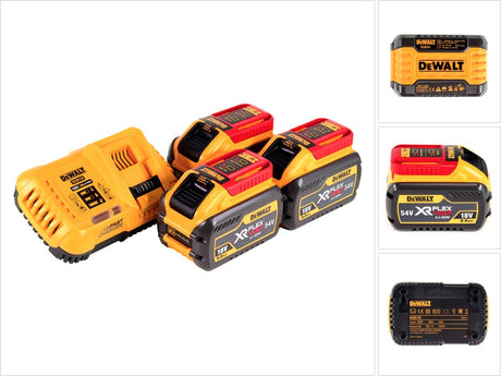 Dewalt flexvolt serie - batteri og oplader sæt - 54v 18v - 9.0ah - hurtig opladning