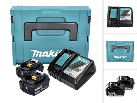 Makita tilbehør - sæt med 9a oplader og 2x 18 v lxt 3,0 ah batteri 197952-5