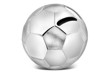 Zilverstad - fodbold pengekasse 8,5x8,5x8cm sølv farve
