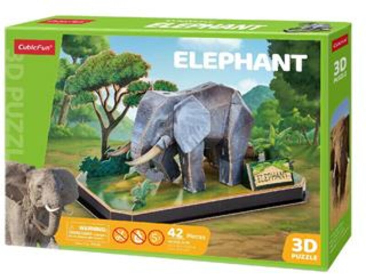 Cubic sjov 3D puslespil elefant - 42 brikker - velegnet til børn fra 8 år